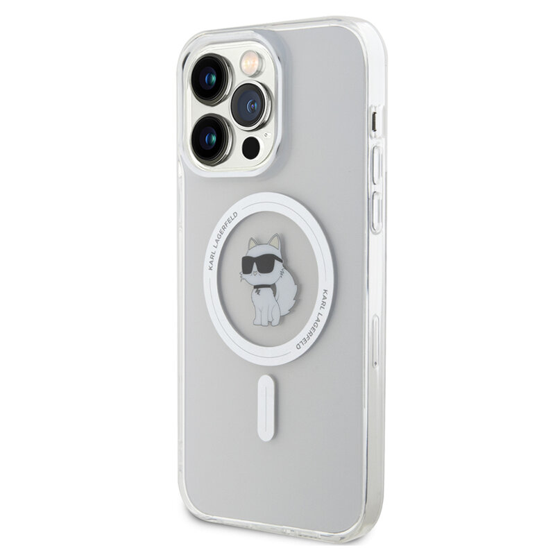 Husa iPhone 14 Pro Max Karl Lagerfeld IML MagSafe, Choupette, transparent, KLHMP14XHFCCNOT