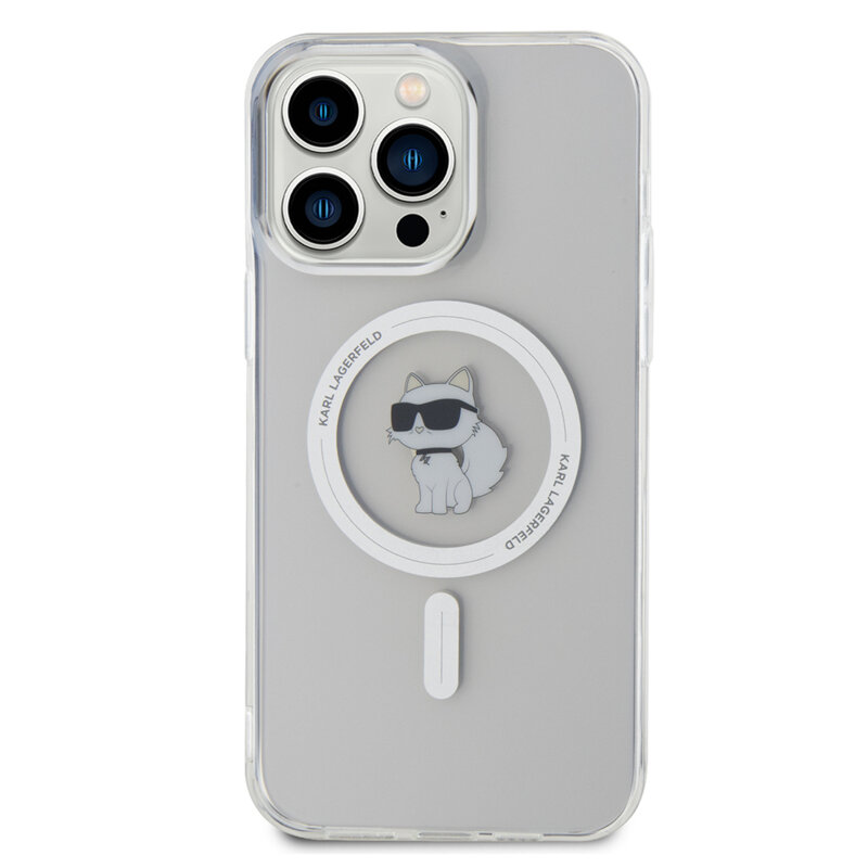 Husa iPhone 14 Pro Max Karl Lagerfeld IML MagSafe, Choupette, transparent, KLHMP14XHFCCNOT