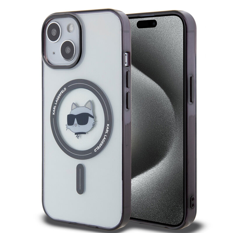 Husa iPhone 15 Karl Lagerfeld IML MagSafe, Choupette`s Head, clear, KLHMP15SHCHNOTK