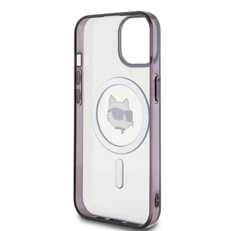 Husa iPhone 15 Karl Lagerfeld IML MagSafe, Choupette`s Head, clear, KLHMP15SHCHNOTK