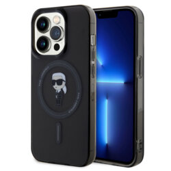 Husa iPhone 14 Pro Max Karl Lagerfeld IML MagSafe, Ikonik, negru, KLHMP14XHFCKNOK
