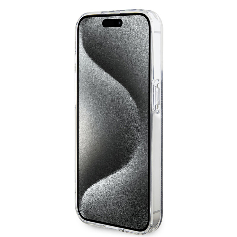 Husa Guess Hardcase IML 4G Gold Stripe iPhone 15 Pro Max, negru, GUHCP15XH4PSEGK