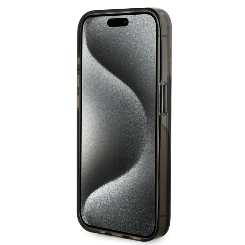 Husa Guess Liquid Glitter Gold Stripes iPhone 15 Pro Max cu sclipici, negru, GUHCP15XLFCSEGK