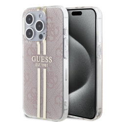 Husa Guess Hardcase IML 4G Gold Stripe iPhone 15 Pro, roz, GUHCP15LH4PSEGP