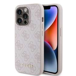 Husa originala Guess iPhone 15 Pro Hardcase 4G Metal Gold Logo, roz, GUHCP15LG4GFPI