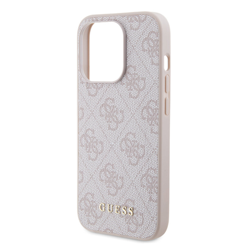 Husa originala Guess iPhone 15 Pro Hardcase 4G Metal Gold Logo, roz, GUHCP15LG4GFPI
