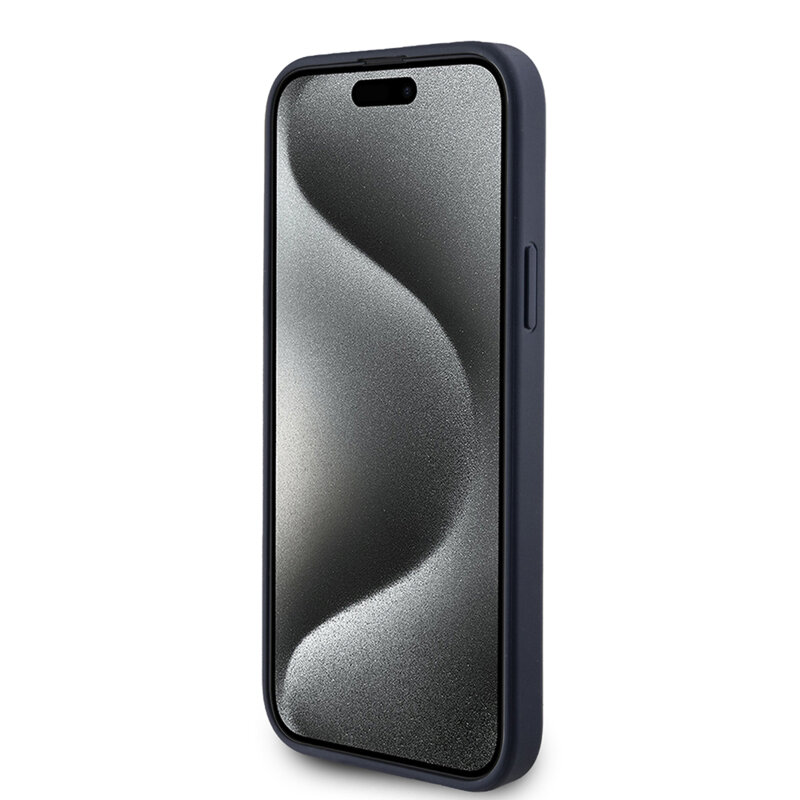 Husa originala Guess iPhone 15 Plus Hardcase 4G Triangle Metal Logo, albastru, GUHCP15MPG4GPB