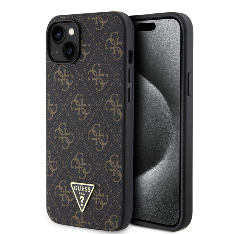 Husa originala Guess iPhone 15 Plus Hardcase 4G Triangle Metal Logo, negru, GUHCP15MPG4GPK