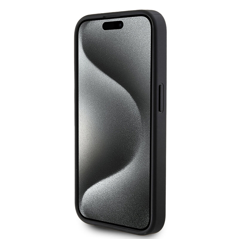 Husa originala Guess iPhone 15 Pro Hardcase 4G Triangle Metal Logo, negru, GUHCP15LPG4GPK