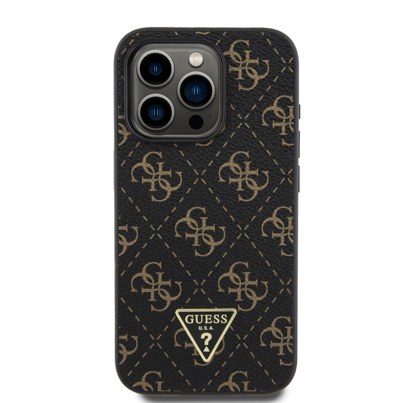 Husa originala Guess iPhone 15 Pro Hardcase 4G Triangle Metal Logo, negru, GUHCP15LPG4GPK
