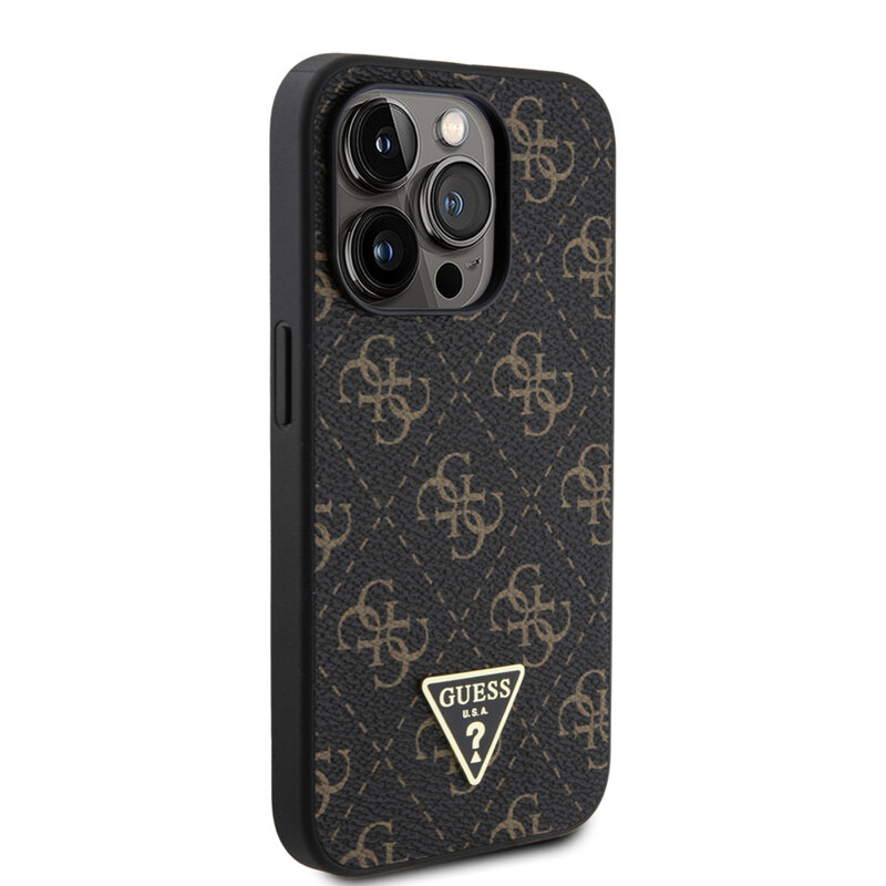 Husa originala Guess iPhone 15 Pro Hardcase 4G Triangle Metal Logo, negru, GUHCP15LPG4GPK