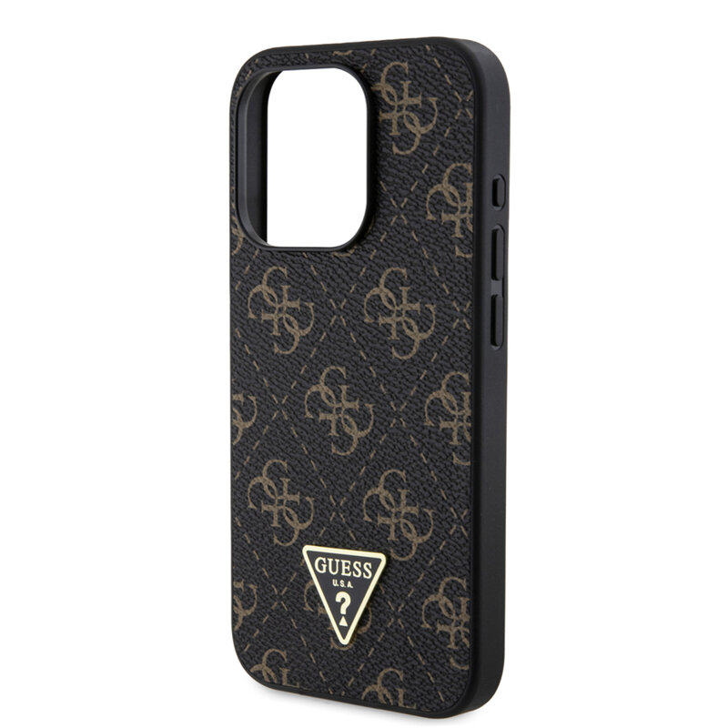 Husa originala Guess iPhone 15 Pro Hardcase 4G Triangle Metal Logo, negru, GUHCP15LPG4GPK