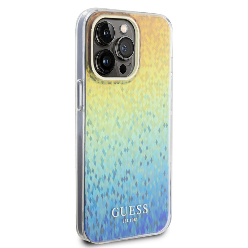 Husa Guess Hardcase IML Faceted Mirror Disco Iridescent iPhone 15 Pro Max, multicolor, GUHCP15XHDECMI