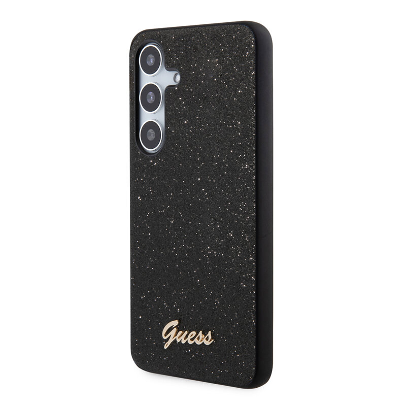Husa Guess Glitter Script Samsung Galaxy S24 cu sclipici, negru, GUHCS24SHGGSHK