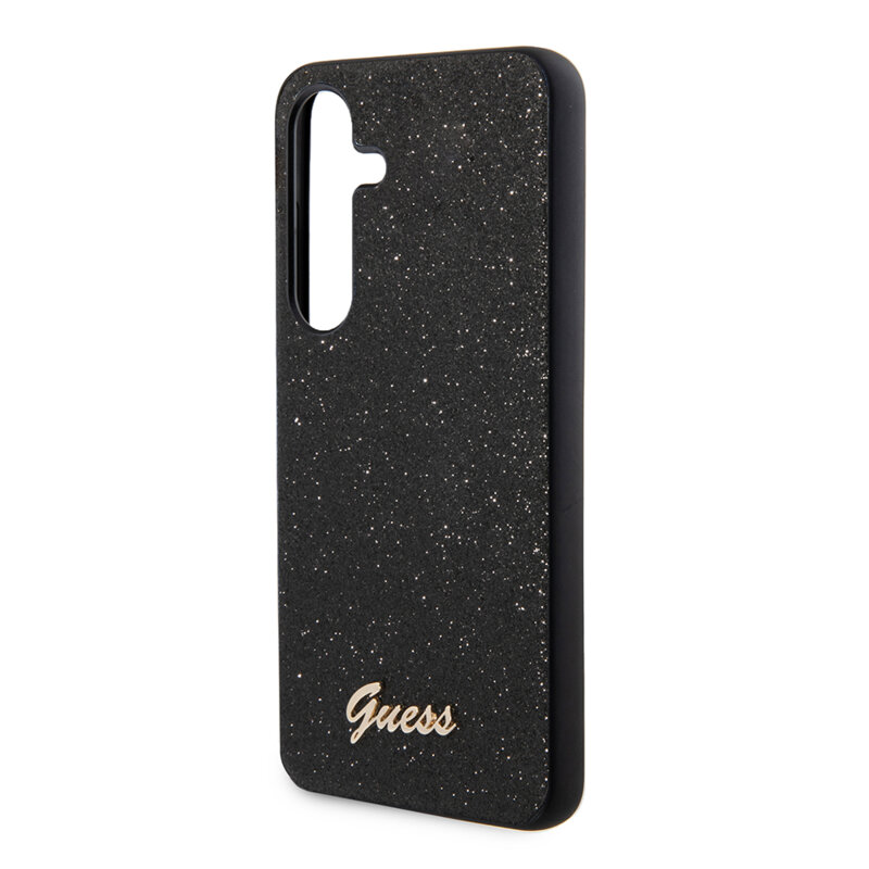 Husa Guess Glitter Script Samsung Galaxy S24 cu sclipici, negru, GUHCS24SHGGSHK