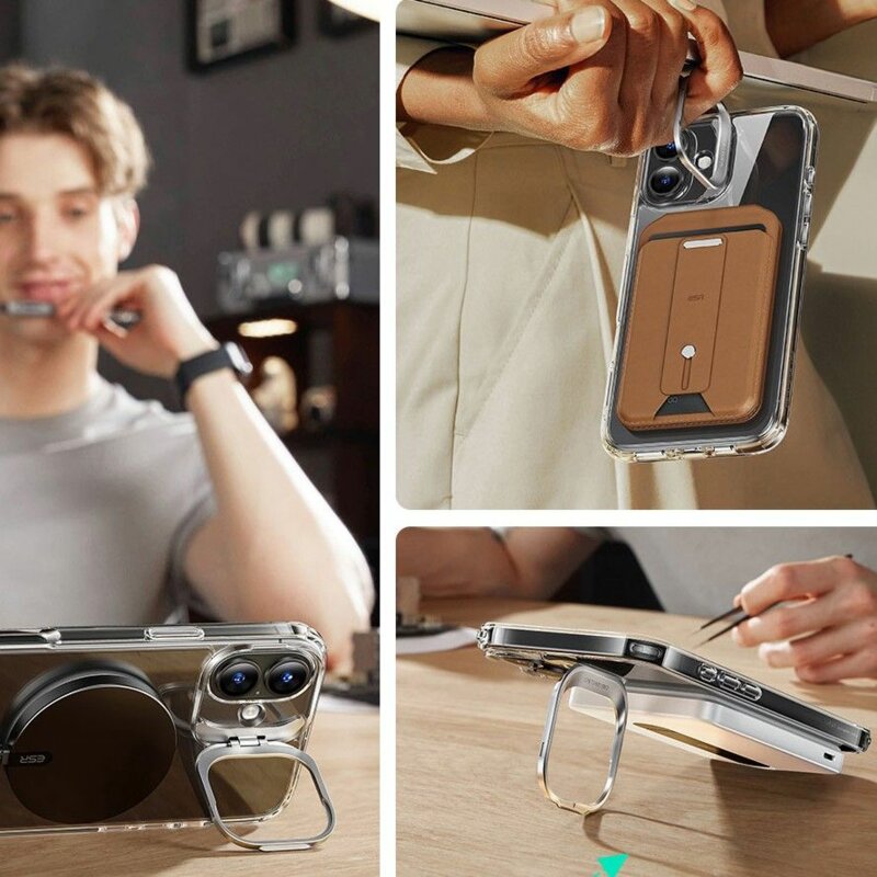 [Pachet 360°] Husa + folie iPhone 16 ESR Classic Hybrid HaloLock Kickstand, transparenta