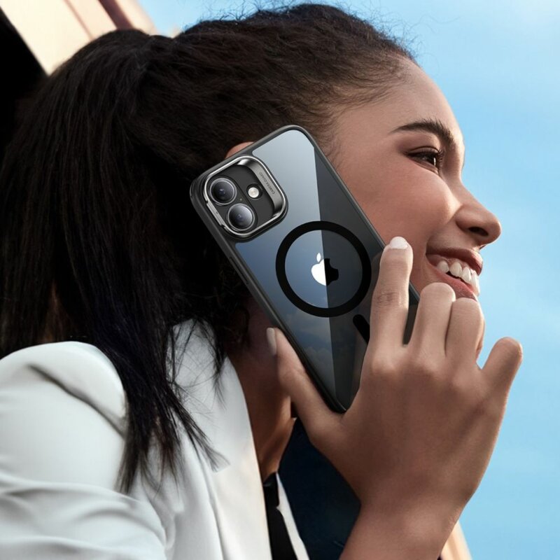 [Pachet 360°] Husa + folie iPhone 16 ESR Classic Hybrid HaloLock Kickstand, negru/transparenta