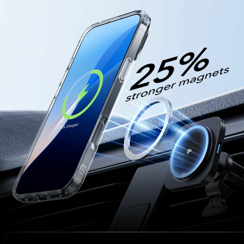 [Pachet 360°] Husa + folie iPhone 16 Pro ESR Classic Hybrid HaloLock Kickstand, transparenta