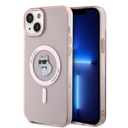 Husa iPhone 15 Plus Karl Lagerfeld IML MagSafe, Choupette, roz, KLHMP15MHFCCNOP