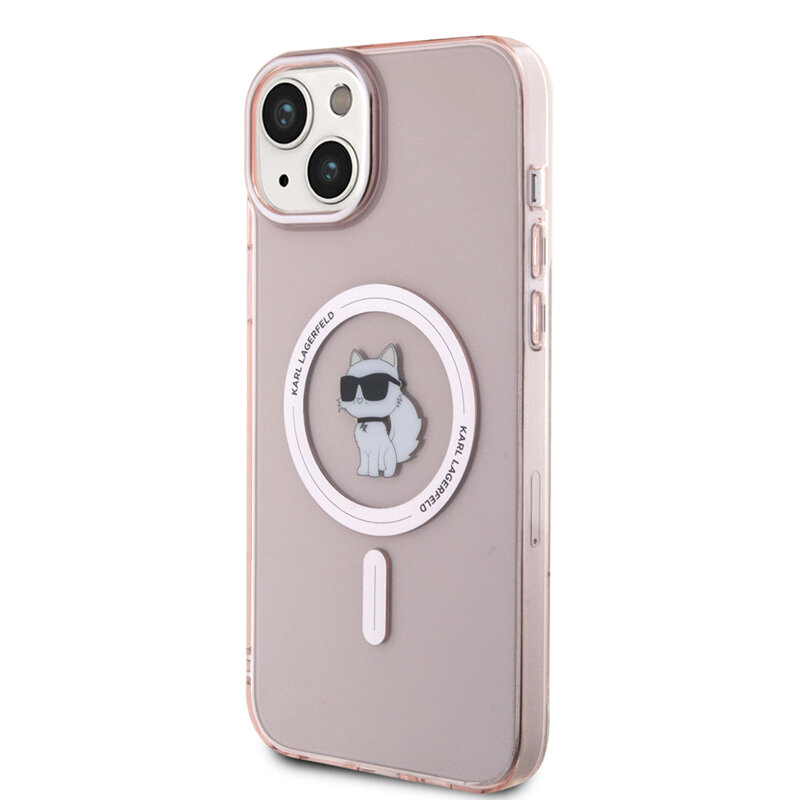 Husa iPhone 15 Plus Karl Lagerfeld IML MagSafe, Choupette, roz, KLHMP15MHFCCNOP