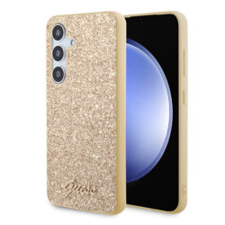 Husa Guess Glitter Script Samsung Galaxy S24 Plus cu sclipici, auriu, GUHCS24MHGGSHD