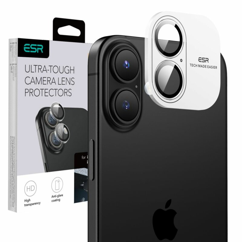 Folie sticla camera iPhone 16 ESR Armorite Camera Lens Protectors, transparenta