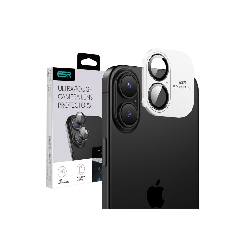 Folie sticla camera iPhone 16 ESR Armorite Camera Lens Protectors, negru