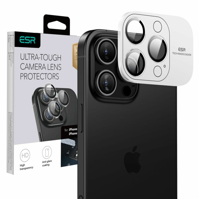Folie sticla camera iPhone 16 Pro ESR Armorite Camera Lens Protectors, transparenta