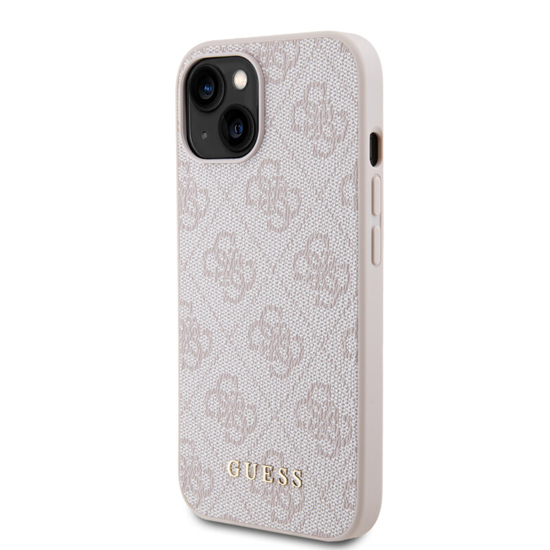 Husa originala Guess iPhone 15 Hardcase 4G Metal Gold Logo, roz, GUHCP15SG4GFPI