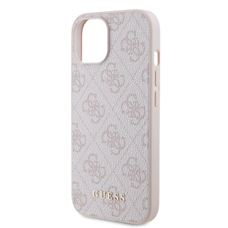 Husa originala Guess iPhone 15 Hardcase 4G Metal Gold Logo, roz, GUHCP15SG4GFPI