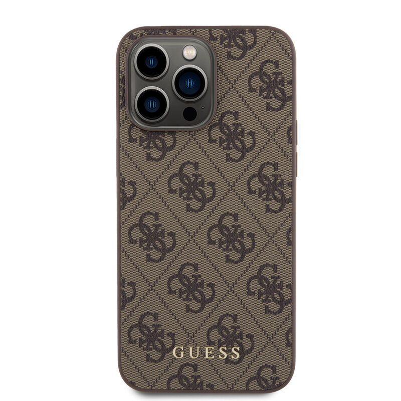 Husa originala Guess iPhone 15 Pro Max Hardcase 4G Metal Gold Logo, maro, GUHCP15XG4GFBR