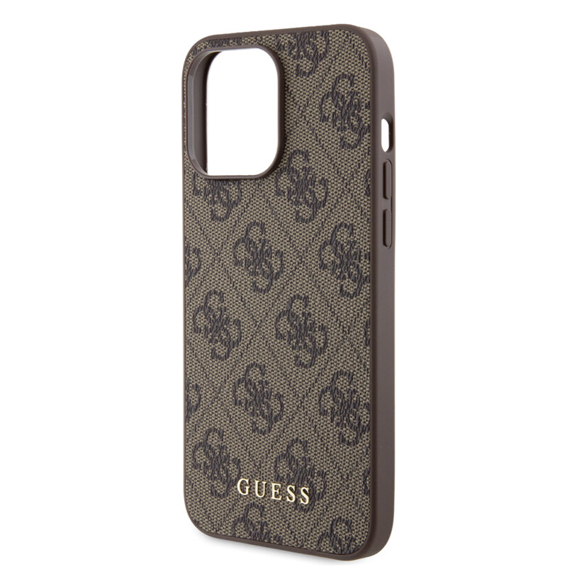 Husa originala Guess iPhone 15 Pro Max Hardcase 4G Metal Gold Logo, maro, GUHCP15XG4GFBR