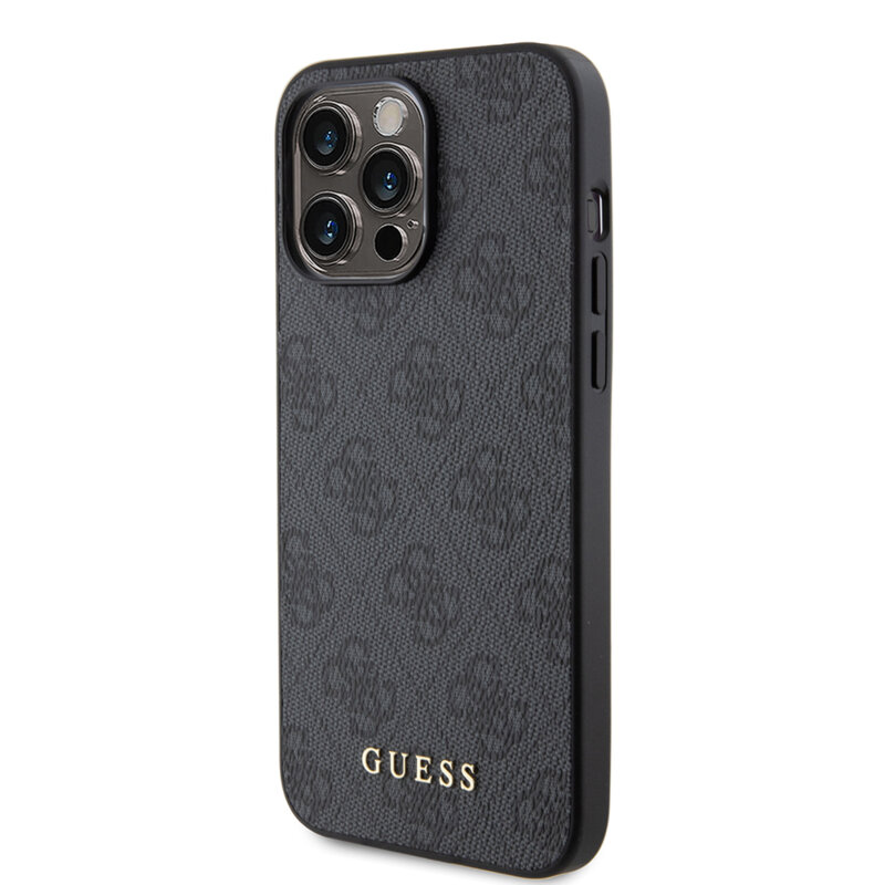 Husa originala Guess iPhone 15 Pro Max Hardcase 4G Metal Gold Logo, gri, GUHCP15XG4GFGR