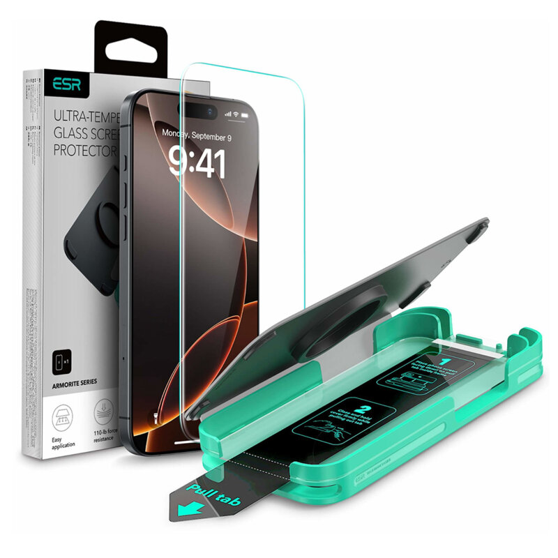 Folie sticla iPhone 16 Pro ESR Armorite Screen Protector, transparenta