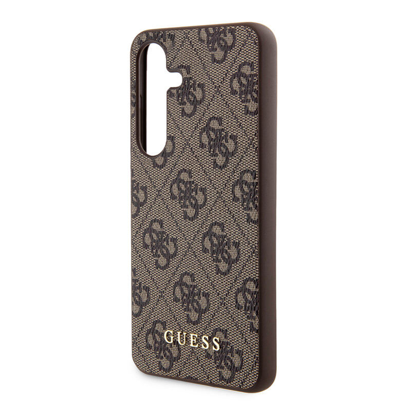 Husa originala Guess Samsung Galaxy S24 Hardcase 4G Metal Gold Logo, maro, GUHCS24SG4GFBR