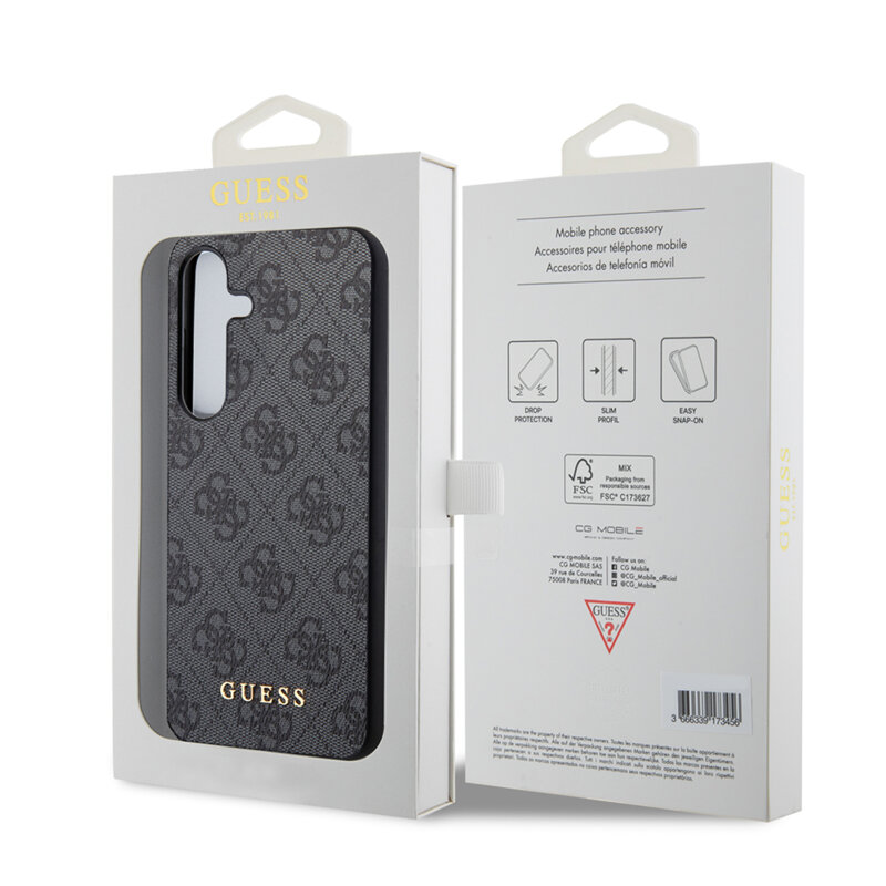 Husa originala Guess Samsung Galaxy S24 Hardcase 4G Metal Gold Logo, negru, GUHCS24SG4GFGR