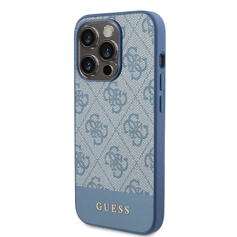 Husa originala Guess iPhone 15 Pro Hardcase 4G Stripe Collection, albastru, GUHCP15LG4GLBL
