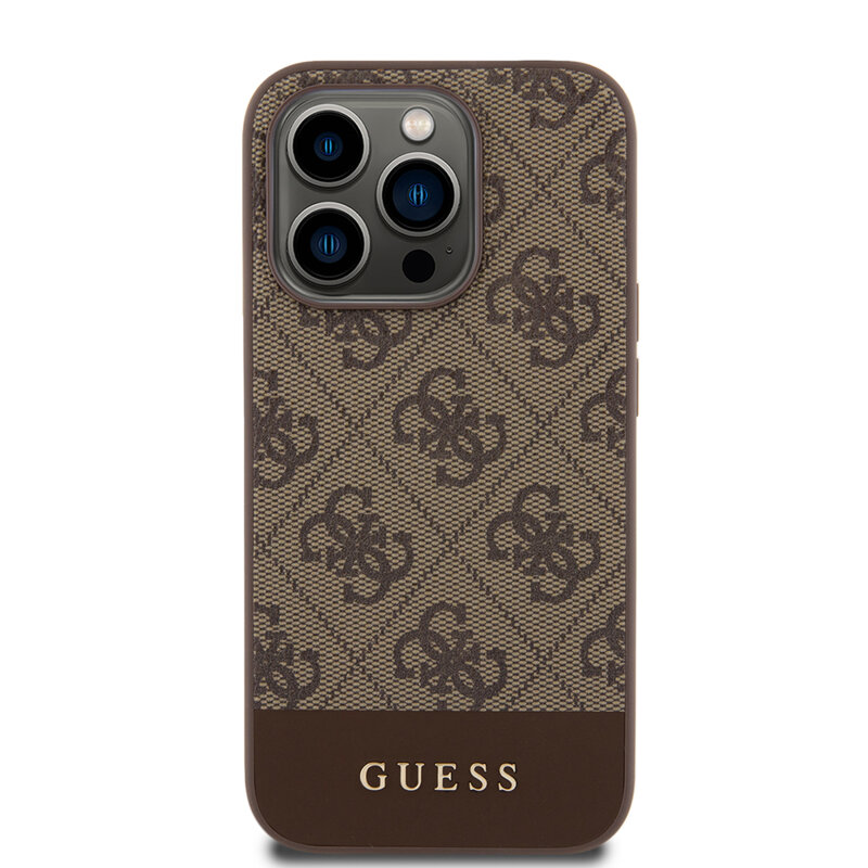 Husa originala Guess iPhone 15 Pro Hardcase 4G Stripe Collection, maro, GUHCP15LG4GLBR