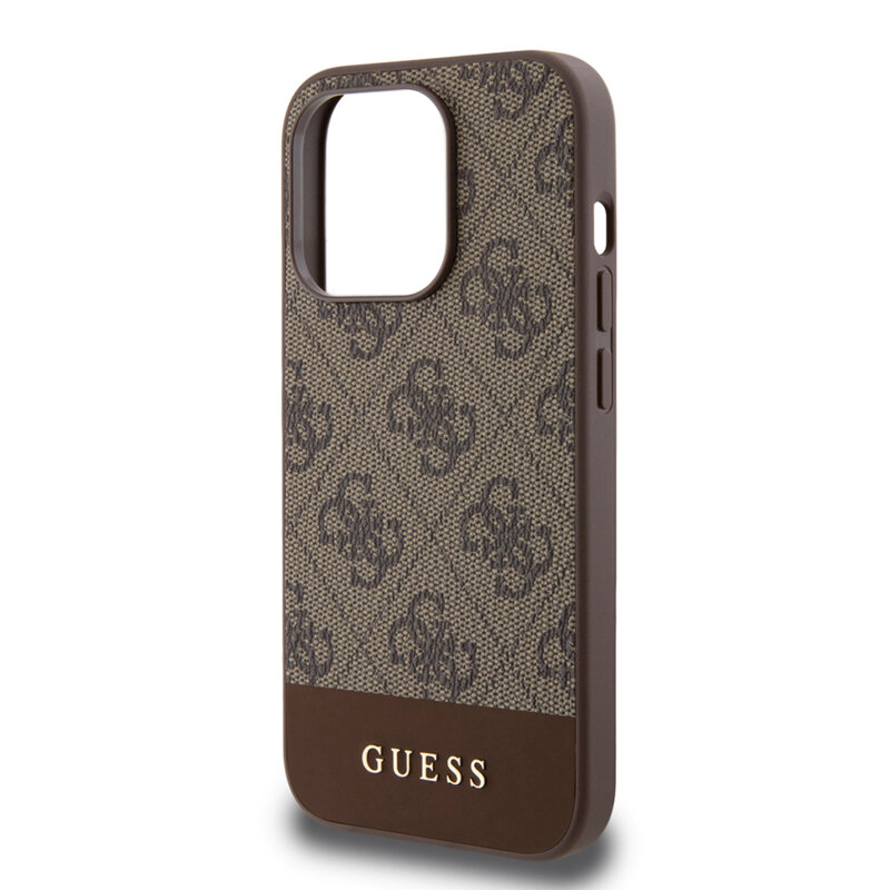 Husa originala Guess iPhone 15 Pro Hardcase 4G Stripe Collection, maro, GUHCP15LG4GLBR