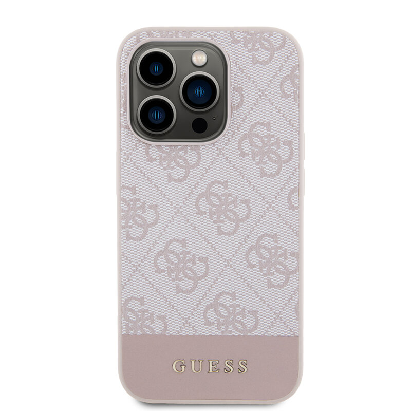 Husa originala Guess iPhone 15 Pro Hardcase 4G Stripe Collection, roz, GUHCP15LG4GLPI