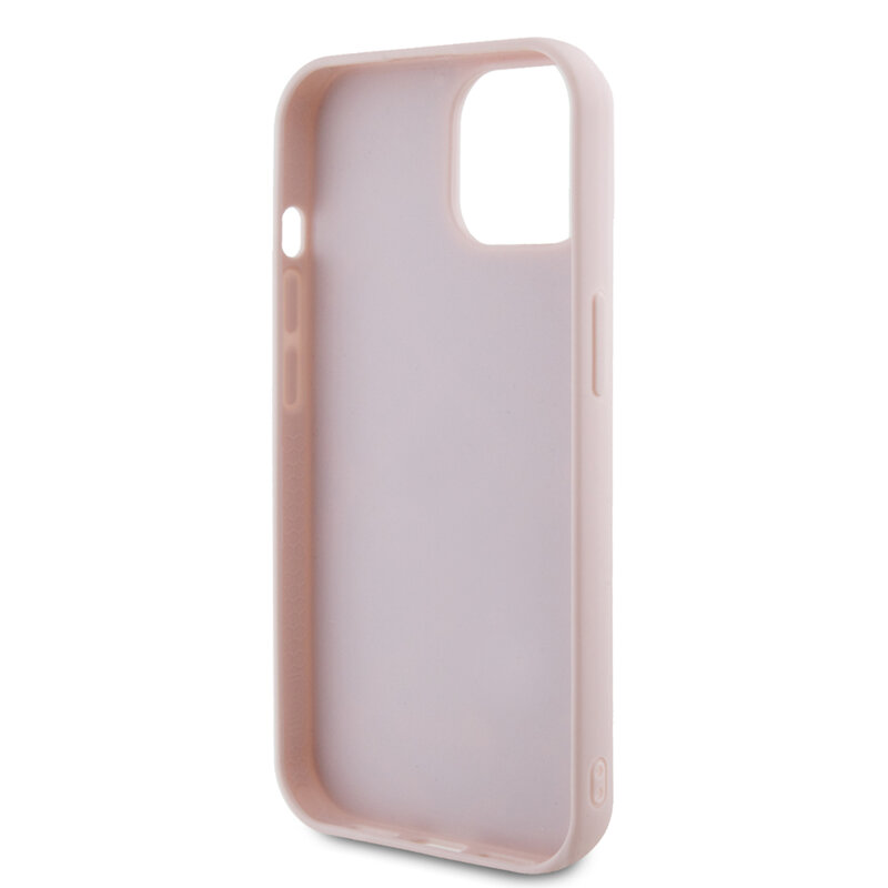 Husa originala Guess Quilted Metal Logo iPhone 15, roz, GUHCP15SPSQSQSP