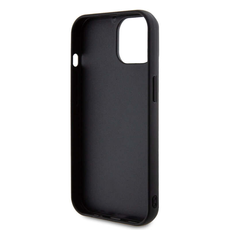 Husa originala Guess Quilted Metal Logo iPhone 15, negru, GUHCP15SPSQSQSK