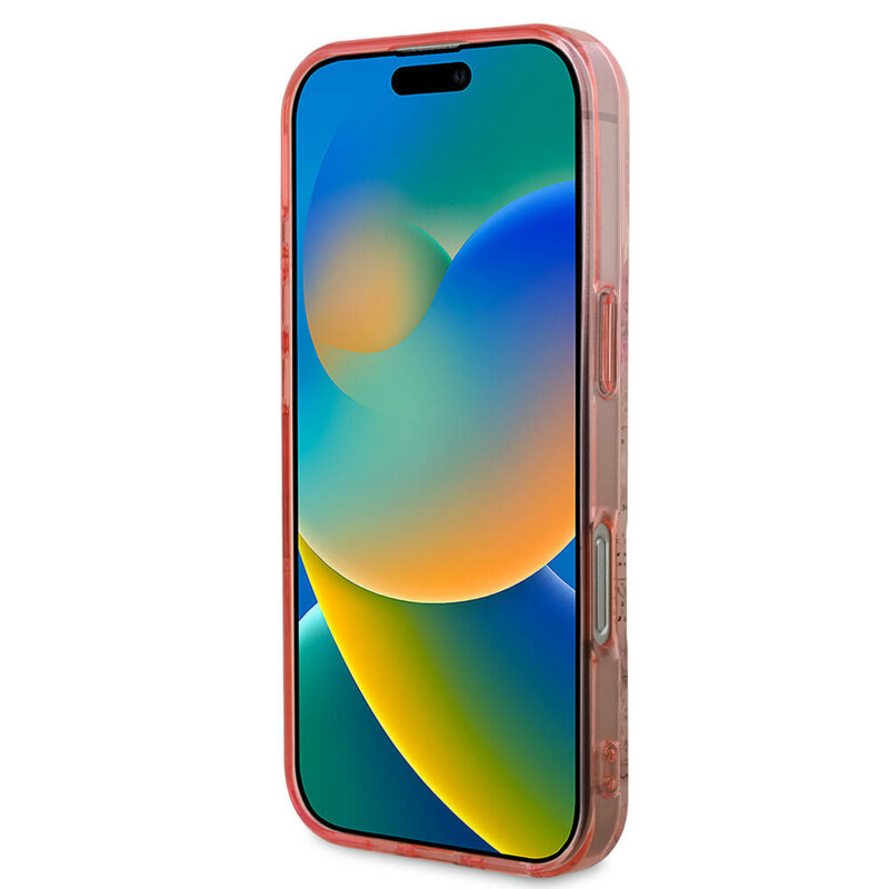 Husa iPhone 16 Pro Max originala Guess IML Flower & Tonal Circle MagSafe, roz, GUHMP16XHFWBDCEP