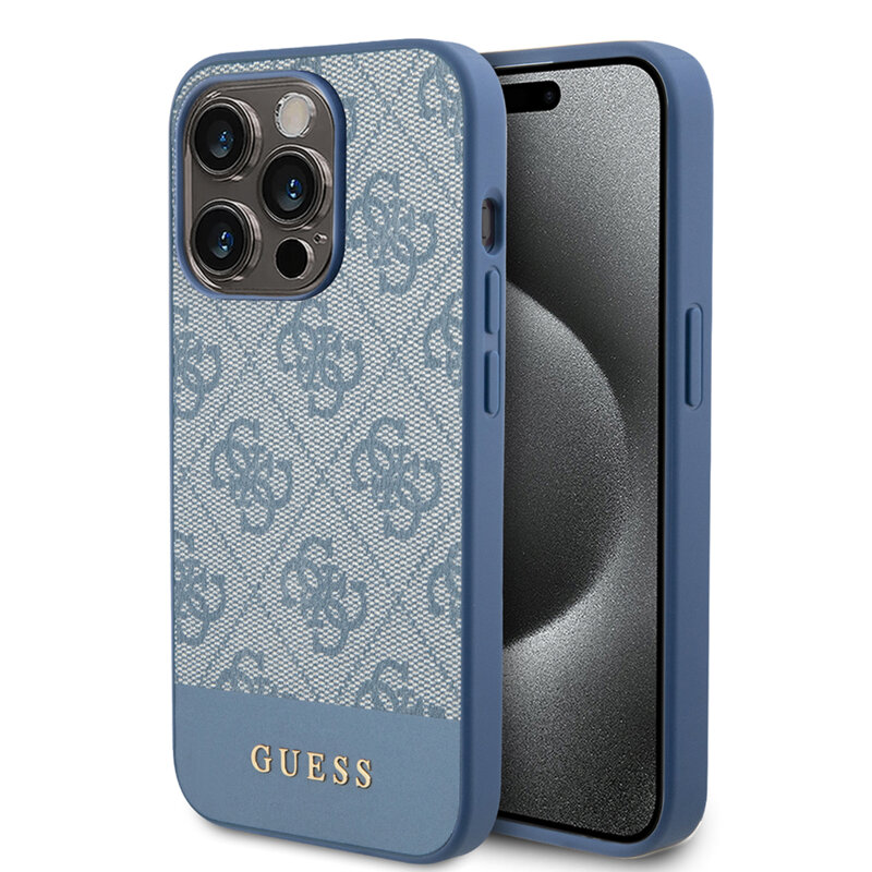 Husa originala Guess iPhone 15 Pro Max Hardcase 4G Stripe Collection, albastru. GUHCP15XG4GLBL