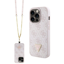 Husa Guess Crossbody 4G Metal Logo iPhone 15 Pro Max, roz, GUHCP15XP4TDSCPP