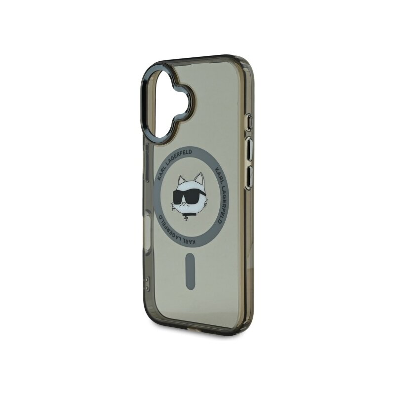 Husa iPhone 16 Plus Karl Lagerfeld IML MagSafe, Choupette`s Head, negru, KLHMP16MHLSCHK