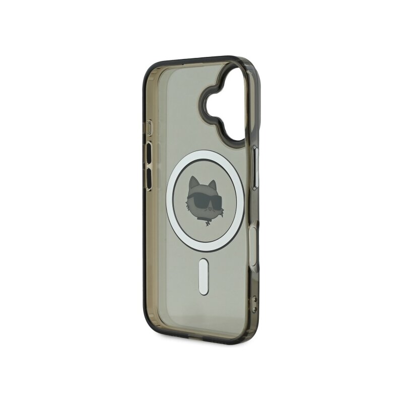 Husa iPhone 16 Plus Karl Lagerfeld IML MagSafe, Choupette`s Head, negru, KLHMP16MHLSCHK