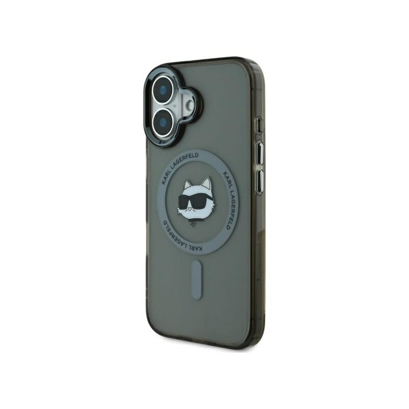 Husa iPhone 16 Plus Karl Lagerfeld IML MagSafe, Choupette`s Head, negru, KLHMP16MHLSCHK