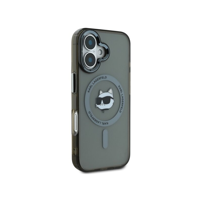 Husa iPhone 16 Plus Karl Lagerfeld IML MagSafe, Choupette`s Head, negru, KLHMP16MHLSCHK