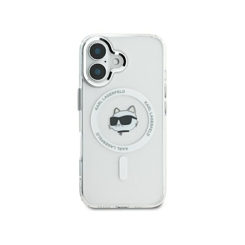 Husa iPhone 16 Plus Karl Lagerfeld IML MagSafe, Choupette`s Head, alb, KLHMP16MHLSCHH